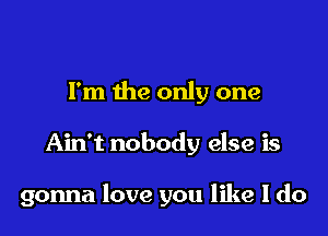 I'm the only one

Ain't nobody else is

gonna love you like I do