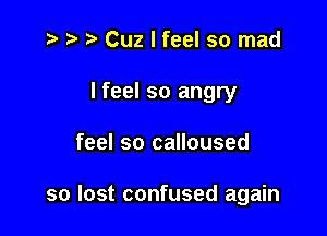 Cuz I feel so mad

I feel so angry

feel so calloused

so lost confused again