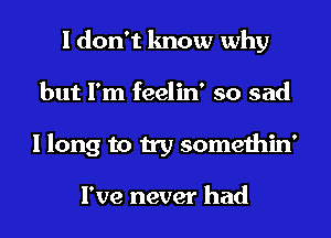 I don't know why
but I'm feelin' so sad
I long to try somethin'

I've never had