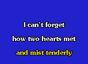 I can't forget

how two hearts met

and mist tenderly