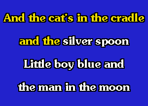 And the cat's in the cradle

and the silver spoon
Little boy blue and

the man in the moon