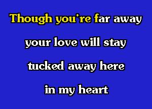 Though you're far away
your love will stay
tucked away here

in my heart