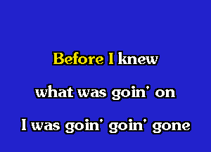 Before I knew

what was goin' on

I was goin' goin' gone