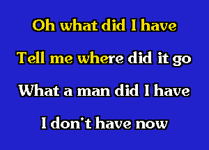 Oh what did I have
Tell me where did it go
What a man did I have

I don't have now