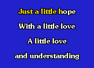 Just a little hope
With a litde love
A little love

and understanding