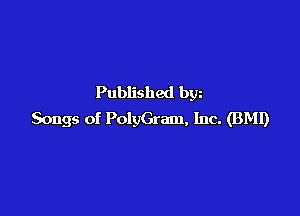 Published by

Songs of PolyGram, Inc. (BMI)