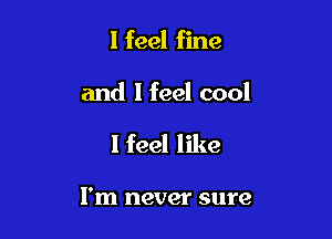 I feel fine

and I feel cool

I feel like

I'm never sure