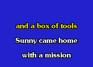 and a box of tools

Sunny came home

with a mission
