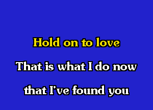 Hold on to love

That is what I do now

that I've found you