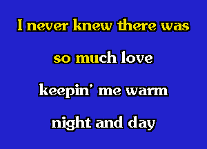 I never knew there was
so much love
keepin' me warm

night and day