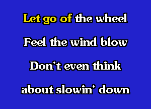Let go of the wheel
Feel the wind blow
Don't even think

about slowin' down