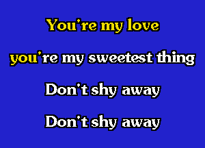 You're my love
you're my sweetest thing

Don't shy away

Don't shy away