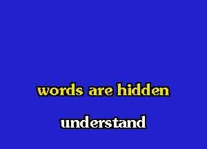words are hidden

understand