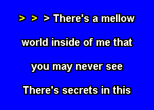 t) There's a mellow
world inside of me that

you may never see

There's secrets in this