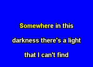 Somewhere in this

darkness there's a light

that I can't find