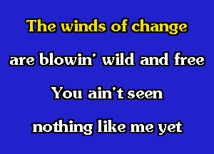 The winds of change
are blowin' wild and free
You ain't seen

nothing like me yet