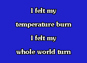 I felt my

temperature burn

I felt my

whole world turn