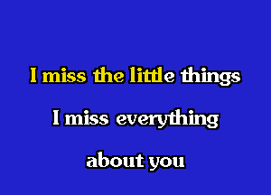I miss the little things

I miss everything

about you