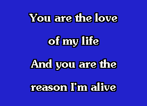 You are the love

of my life

And you are the

reason I'm alive