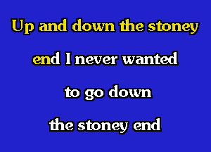 Up and down the stoney
end I never wanted
to go down

the stoney end