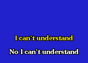 I can't understand

No I can't understand
