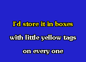 Pd store it in boxes

with little yellow tags

on every one
