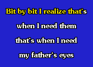 Bit by bit I realize that's
when I need them
that's when I need

my father's eyes
