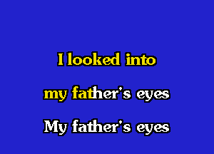 I looked into

my father's eyes

My father's eyes