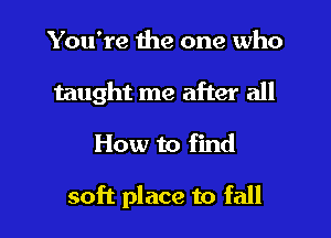 You're the one who
taught me after all

How to find

soft place to fall I
