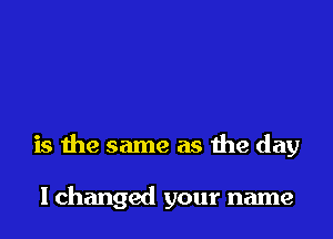 is the same as the day

I changed your name