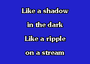 Like a shadow

in the dark

Like a ripple

on a stream