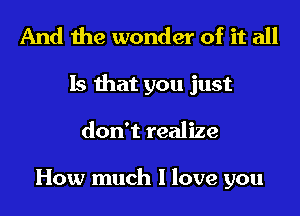 And the wonder of it all

Is that you just
don't realize

How much I love you