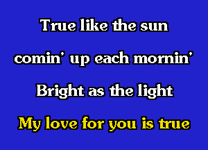 True like the sun
comin' up each mornin'
Bright as the light

My love for you is true