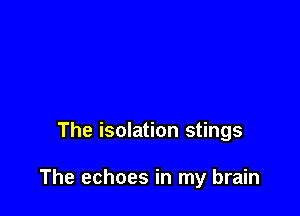 The isolation stings

The echoes in my brain