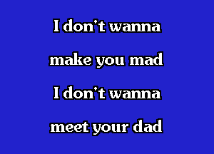I don't wanna

make you mad

I don't wanna

meet your dad
