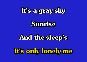 It's a gray sky
Sunrise

And the sleep's

It's only lonely me