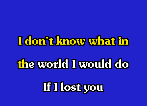 I don't know what in

the world I would do

If I lost you