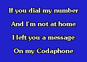 If you dial my number
And I'm not at home
I left you a message

On my Codaphone