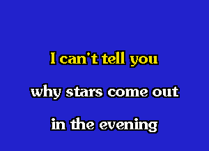 I can't tell you

why stars come out

in the evening