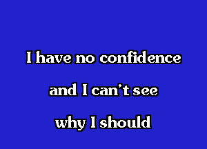 I have no confidence

and 1 can't see

why lshould