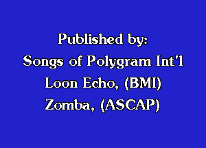 Published byz
Songs of Polygram Int'l

Loon Echo, (BM!)
Zomba, (ASCAP)