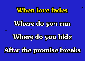 When lqve fades
Where do you run
Wherg do you 'hide

After the promise breaks