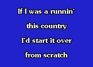 If I was a runnin'

this country

I'd start it over

from scratch