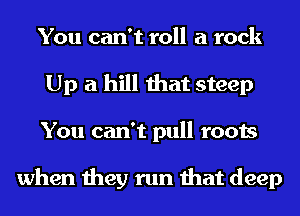 You can't roll a rock
Up a hill that steep
You can't pull roots

when they run that deep