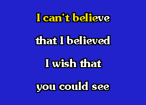 I can't believe

that I believed
I wish that

you could see