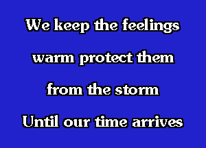 We keep the feelings
warm protect them
from the storm

Until our time arrives