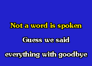 Not a word is spoken

Guess we said

everything with goodbye