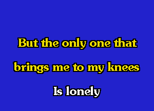 But the only one that

brings me to my knees

Is lonely