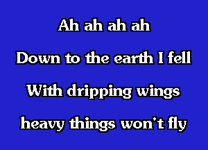 Ah ah ah ah
Down to the earth I fell
With dripping wings

heavy things won't fly
