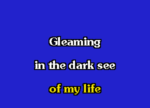 Gleaming

in the dark see

of my life